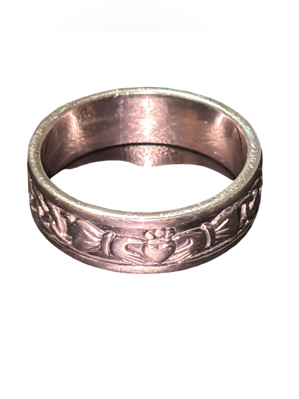 Vintage Sterling Silver Embossed Claddagh Ring for Men